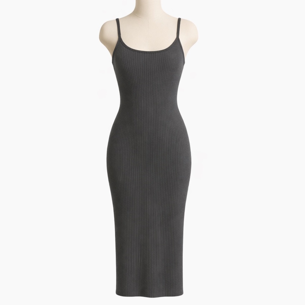 NWT Banana Republic Dark Gray Stretch Rib Knit Dress